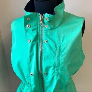 RALPH LAUREN Reversible Vest Cadogen Utility Green Navy Blue Zip Longline